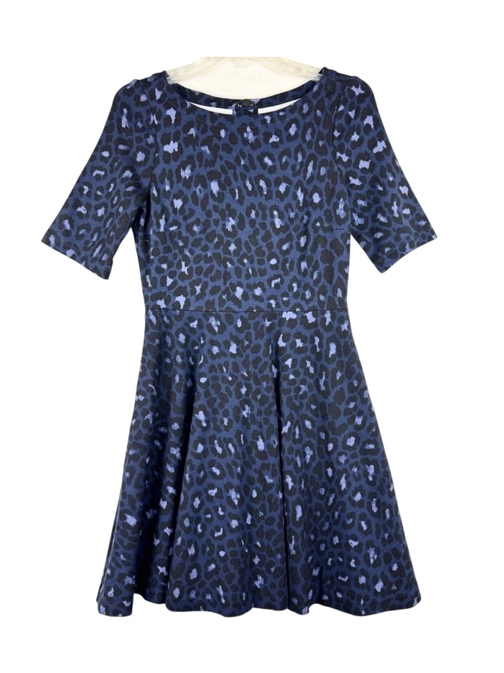 Kate Spade Blue Broome Street Leopard Lace Up Ponte Fit & Flare Dress